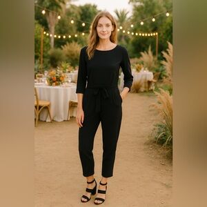 Madewell Sloan Jumpsuit Black Pants Suit Romper Size 4 Elegant Party